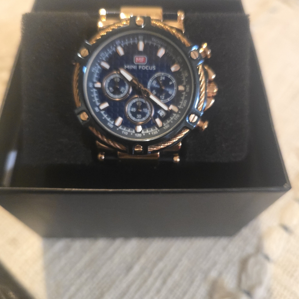 Gold and Black Chronograph Watch